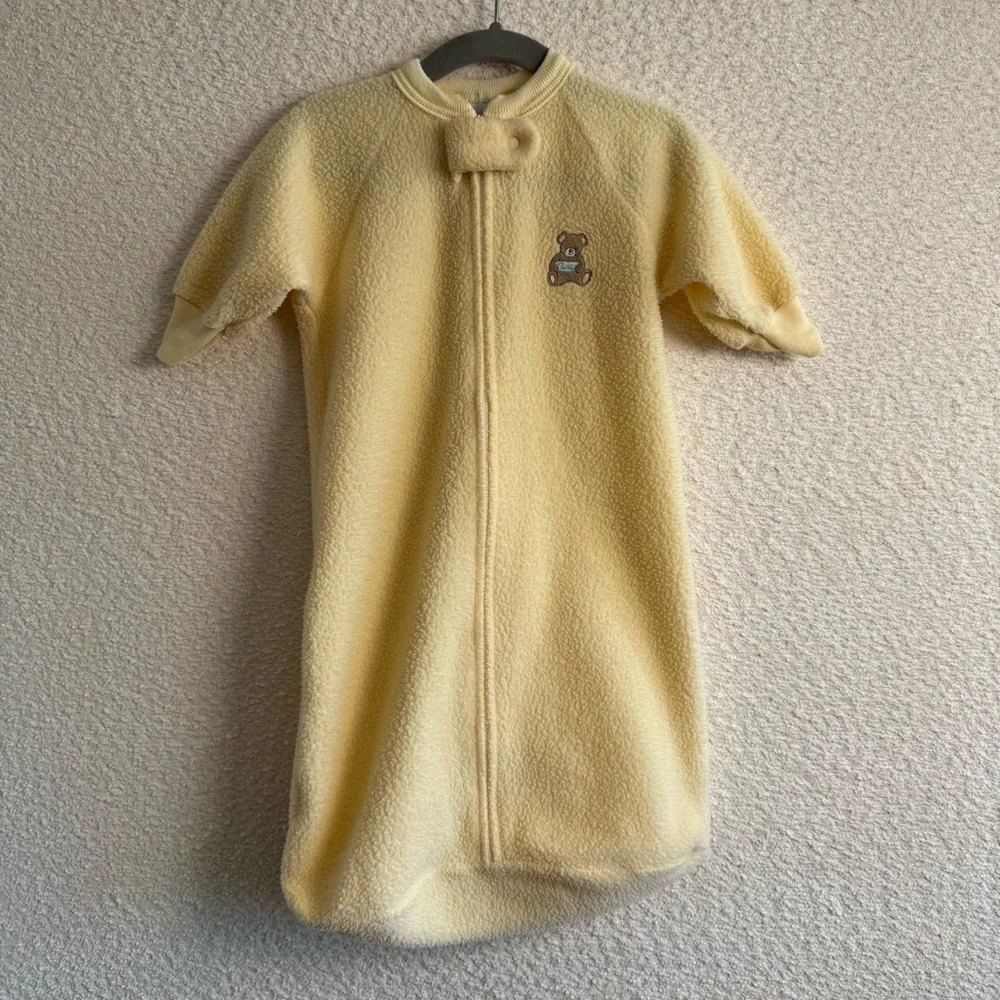 Vintage Carters Yellow Fleece‎ Embroidered Bear Soft Sleepsack Size 0-12 Months